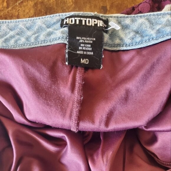 Hot Topic Red and Purple Skirt with Distressed Hem - Picture 7 of 10